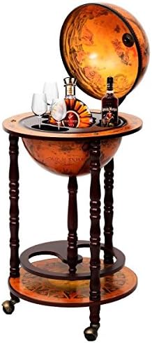 36 Inch Retro Globe Bar Cabinet with Wheels
