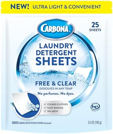 Carbona Laundry Detergent Sheets - 25 Sheets for 50 Loads