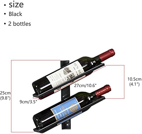 Modern Wall-Mounted Wine Rack with 2 Bottles Black