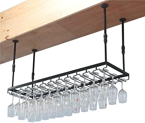 Suuim Ceiling Hanging Wine Shelf Black
