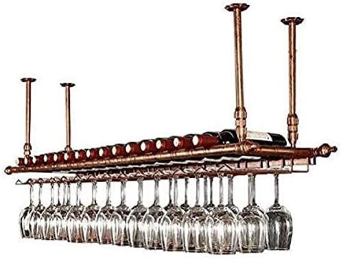 ShyhHts Wine Rack Ceiling Hanging Glass Holder Shelf