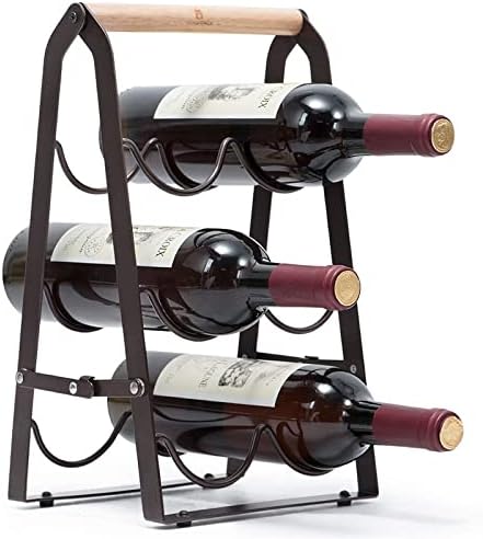 Generic LMingKun Foldable Wine Rack - 2-6 Bottle Black Metal Stand