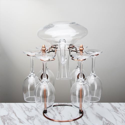 Modern Art Wine Glass Holder with 6 Glasses and 1 Decanter