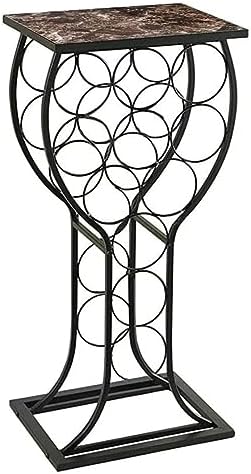 Metal Wine Rack with Faux Marble Finish Black