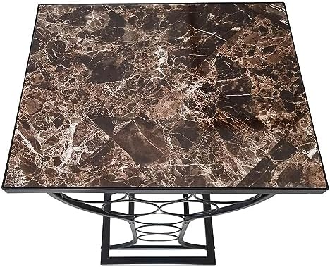 Metal Wine Rack with Faux Marble Finish Black