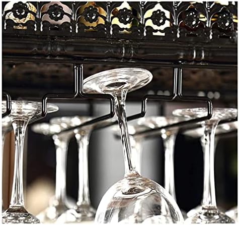 ALDEPO Wall-Mounted Wine Rack with Glass Holder Black Decor