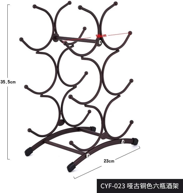 VALTEV Wine Rack for 6 Bottles Brown Iron Storage Stand