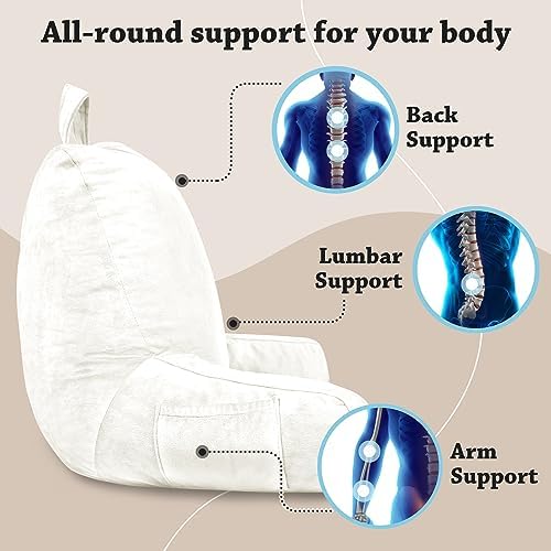 LOVTEX Reading Pillow with Removable Cover 20 x 15 Inches White