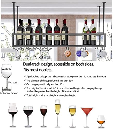 Adjustable Wine Glass Holder with Ceiling and Cabinet Storage