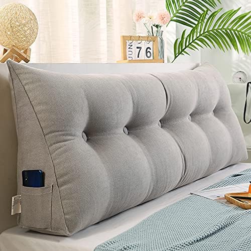 ZZYK 47inch Triangular Headboard Pillow Grey
