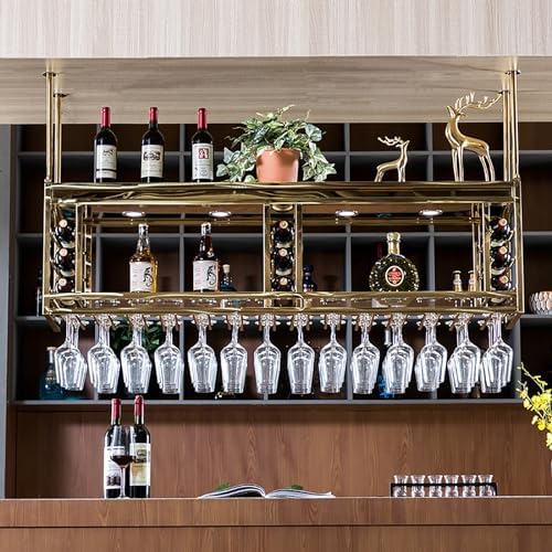 SDdPulse Ceiling Wine Rack with Adjustable Metal Bars