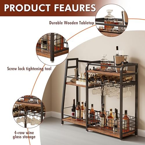 Modern Wine Rack with LED Lights 4 Rows