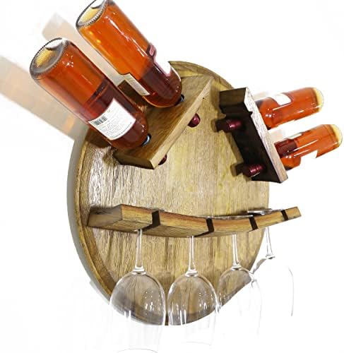 Handmade Oak Wine Glass and Bottle Display