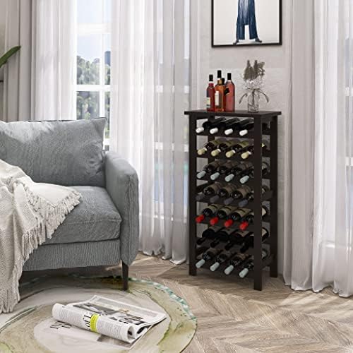 SMIBUY 28 Bottles 7-Tier Bamboo Wine Rack with Table Top