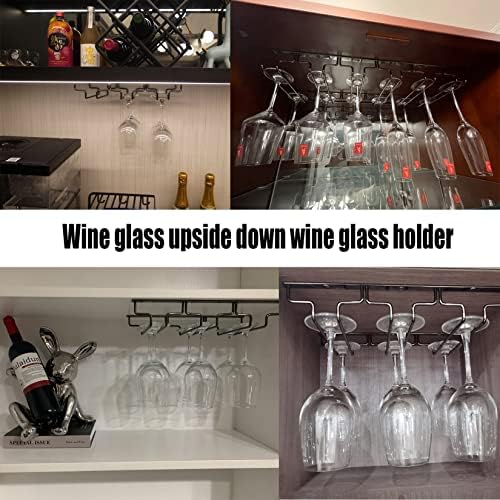 Hanging Wine Glass Rack Black 5 Slots for Kitchen