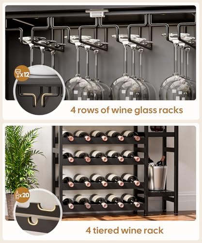 Cozivolife 4-Tier Freestanding Wine Cabinet Black