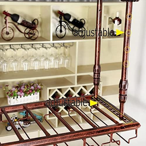 Wordfun Adjustable Wine Glass Rack for Ceiling Black Iron