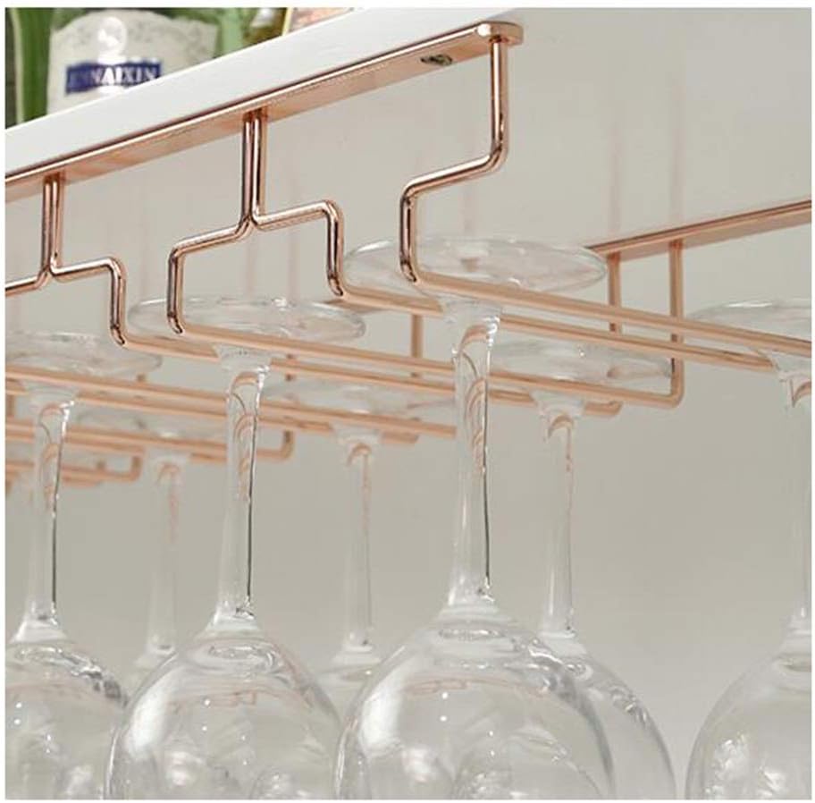 Stainless Steel Wine Glass Hanging Rack with 3 Slots in Gold