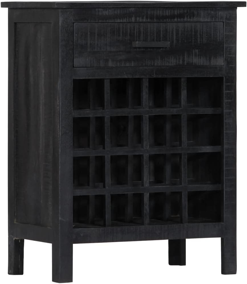 YAFF Black Wine Rack 22x138x295 Solid Mango Wood