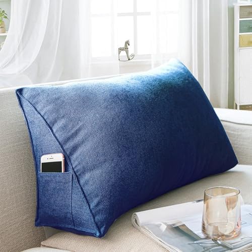 yonwait Wedge Pillow for Headboard - Dark Blue 100x35x20cm