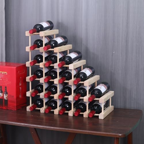 FDHUIJIA 20 Bottle Freestanding Wooden Wine Rack