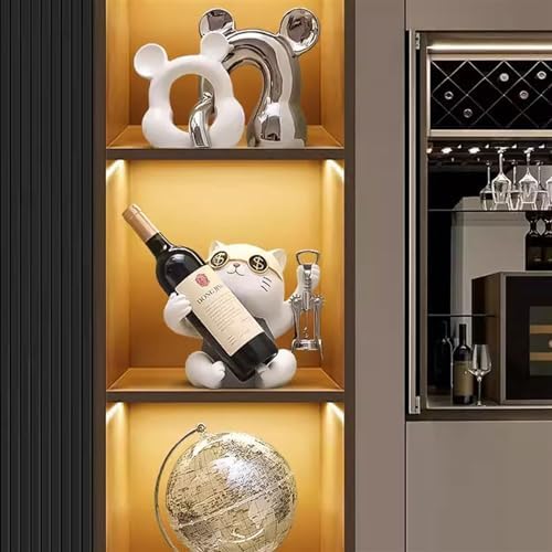 Stylish Tabletop Wine Rack with Fortune Cat Design
