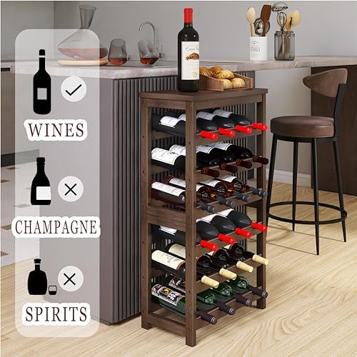 Stellstar 24-Bottle Bamboo Freestanding Wine Rack with Tabletop