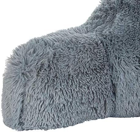 Klear Vu Shaggy Bed Rest Back Support Pillow - Large 30x21 Gray