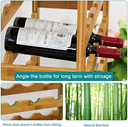 KINTNESS 36-Bottle Bamboo Wine Rack with Countertop