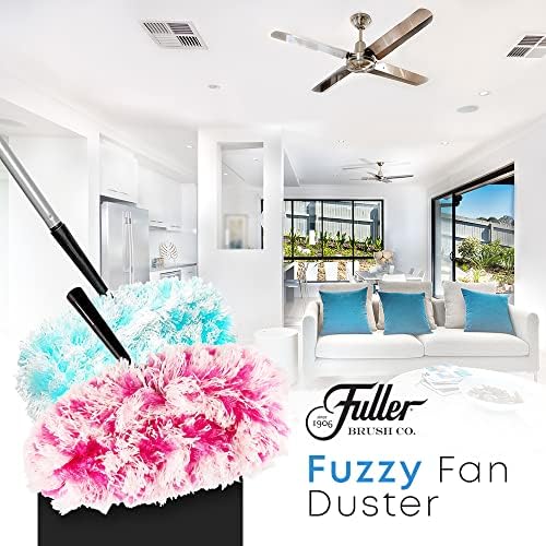Fuller Brush Fuzzy Fan Duster with Handle Pink