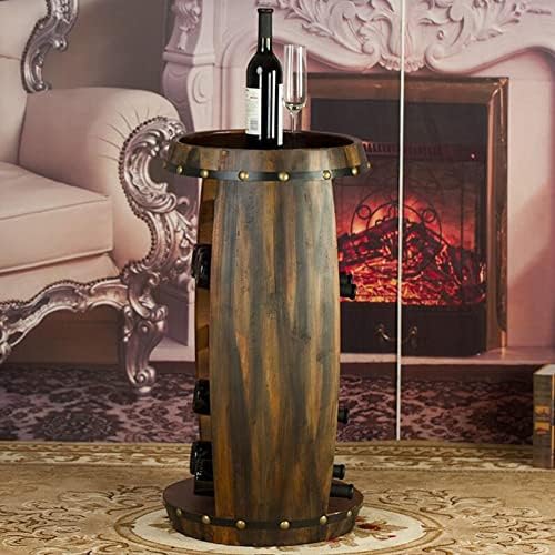 Etlegor Wooden Barrel Wine Rack - Rustic Free Standing Wine Storage Shelf