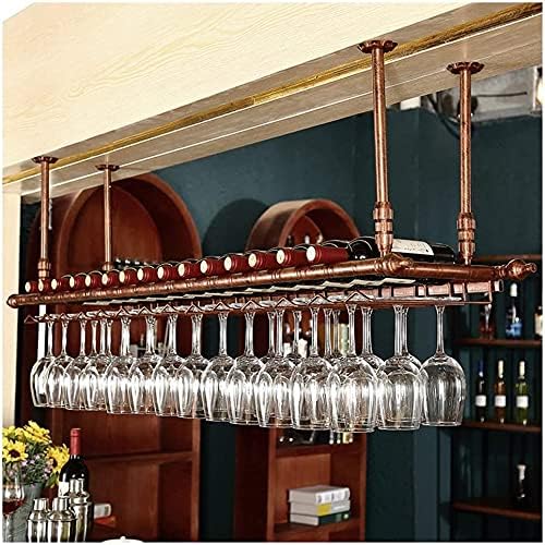 ShyhHts Wine Rack Ceiling Hanging Glass Holder Shelf