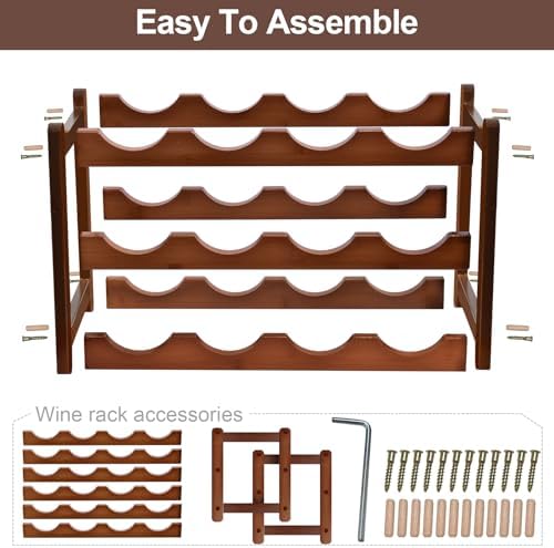 IWNTWY 12-Bottle 3-Tier Freestanding Wine Rack Brown