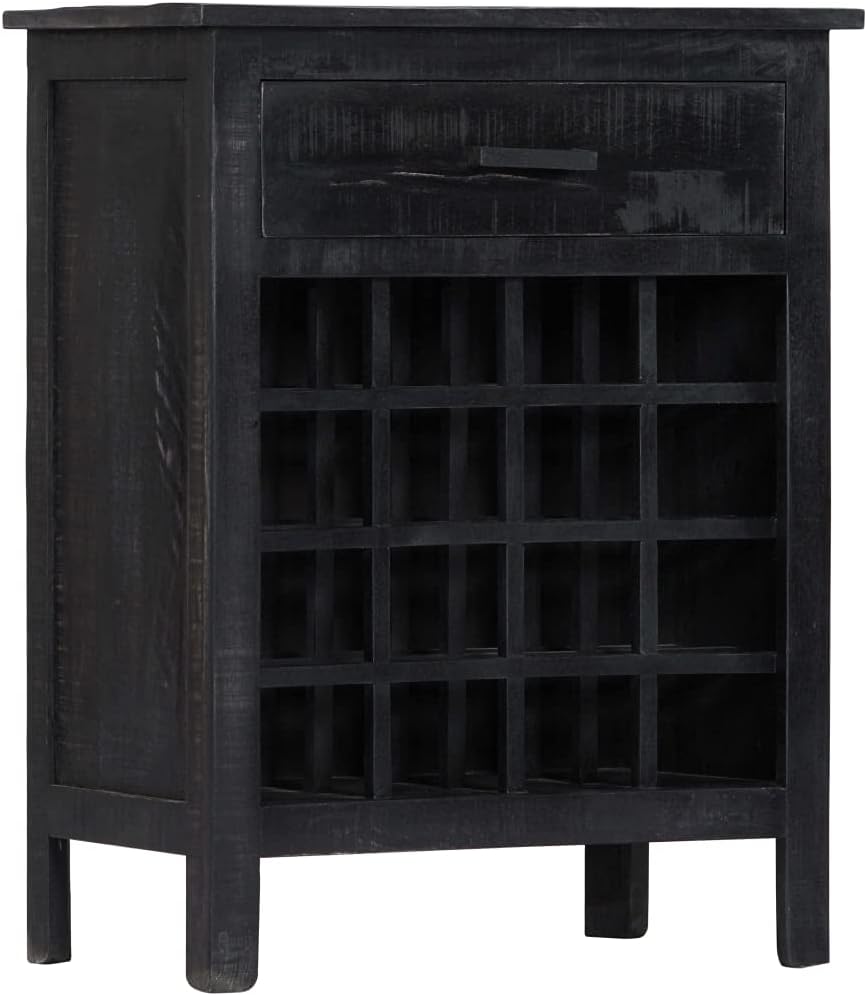 CUMYZO Wine Rack Black 22x138x295 Solid Mango Wood 1