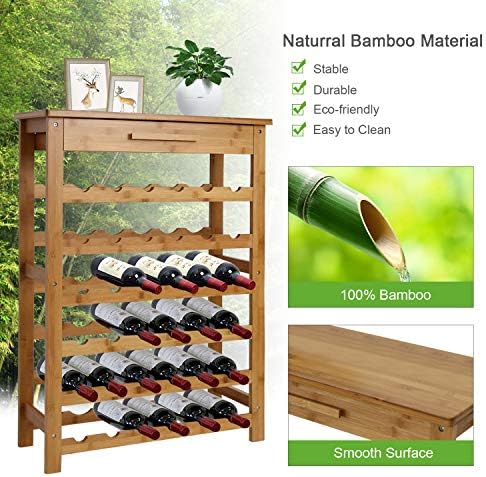 Kinlife Bamboo 6-Tier Wine Rack with Drawer