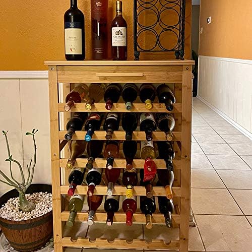 Kinlife Bamboo 6-Tier Wine Rack with Drawer
