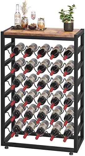 Dripex 30 Bottle Freestanding Wine Rack with Wooden Table Top