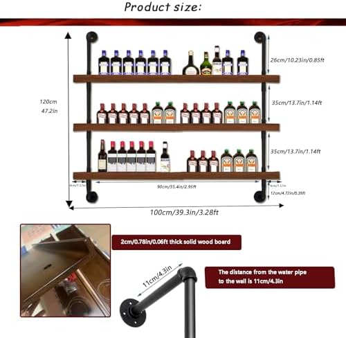 Dawselod 397in Wall Mounted Wine Rack with LED Light
