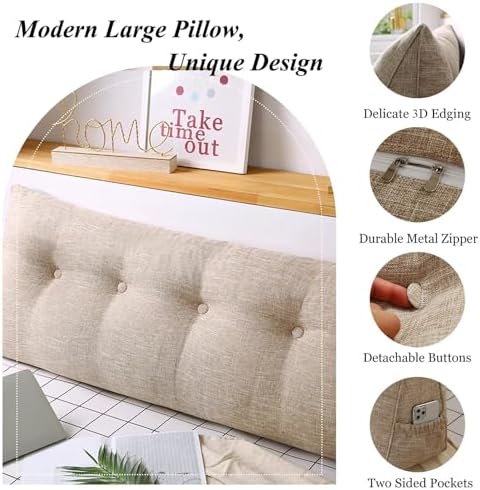 VClife Beige Wedge Headboard Pillow 47x8x20 Inch