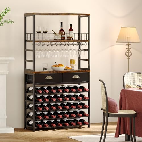 Homeiju 6-Tier Freestanding Wine Cabinet with Drawer and Storage