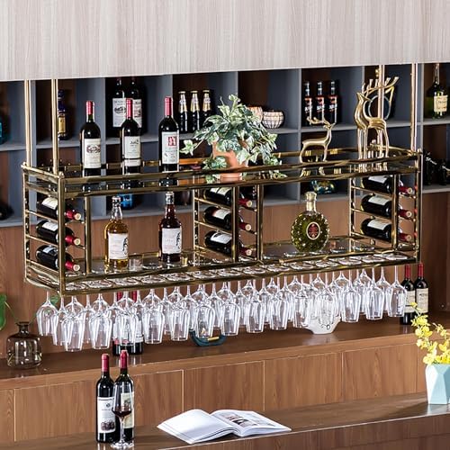 SDdPulse Ceiling Wine Rack with Adjustable Metal Bars