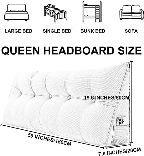 COZMAX Queen Size Headboard Pillow with Fleece and Zipper