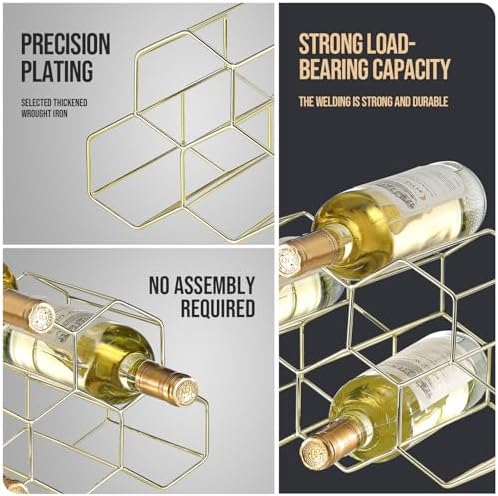 Drincarier 9 Bottle Countertop Wine Rack - Gold Metal 2 Tier