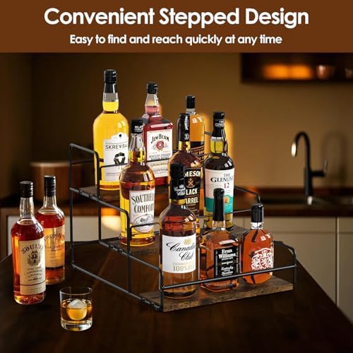 Nuovoware 3-Tier Liquor Display Shelf with Wooden Base