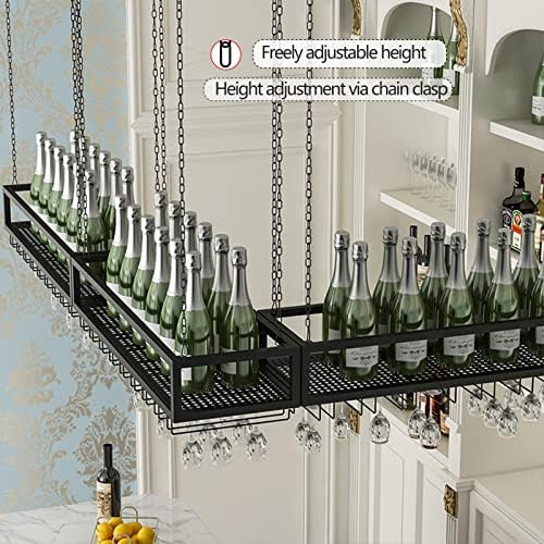Suuim Ceiling Metal Wine Glass Rack - Adjustable Stemware Holder