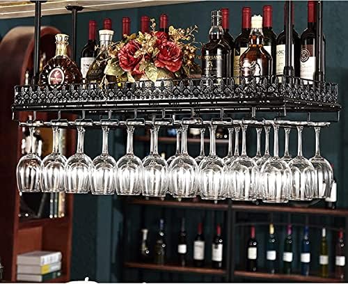 Wine Rack Ceiling Holder Black Metal Floating Wine Glass Storage Shelf