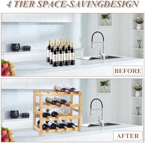 LDXDRU 4 Tier Bamboo Wine Rack for Countertop