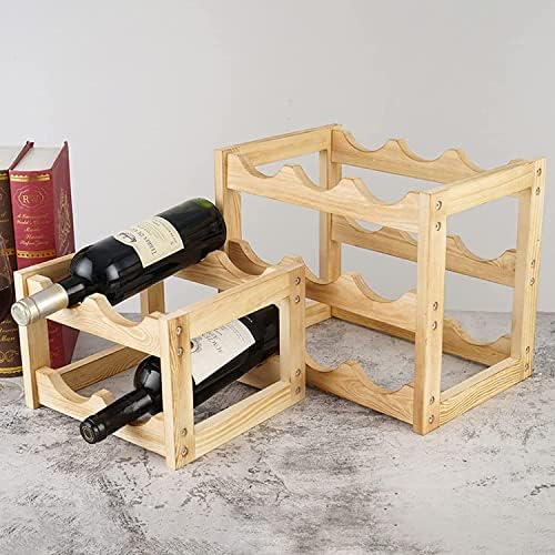 ZDJSW Solid Wood 3-Tier Wine Rack for Kitchen and Bar