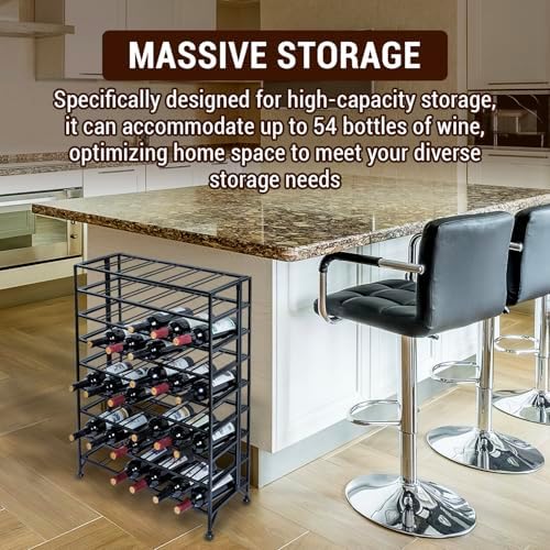 MyGift Black Metal Wine Rack with 9 Tiers - 54 Bottle Capacity