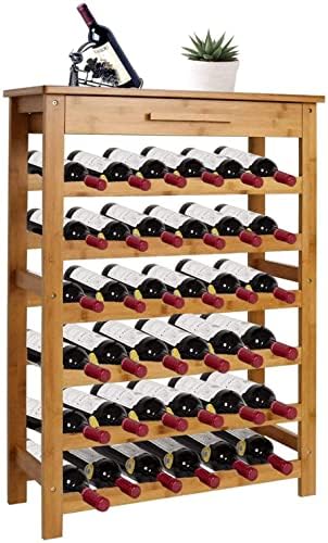 KINTNESS 36-Bottle Bamboo Wine Rack with Countertop